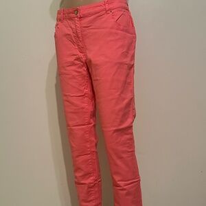 H&M Coral Pink Cropped Pants Size 14 | Stretch Cotton Ankle Length